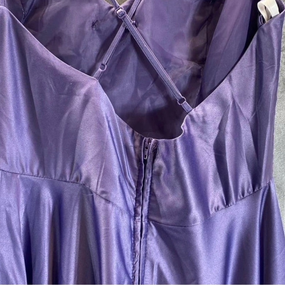 B Darlin Womens Purple Satin Lined Open Back Sleeveless A-Line Dress Juniors 5/6 - Picture 10 of 11